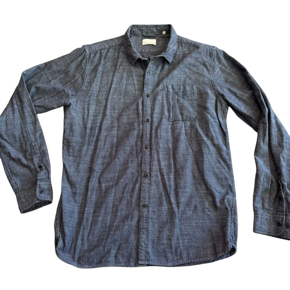 Knowledge Cotton‎ Apparel Long Sleeve Button Down Mens XL Dark Gray Cotton